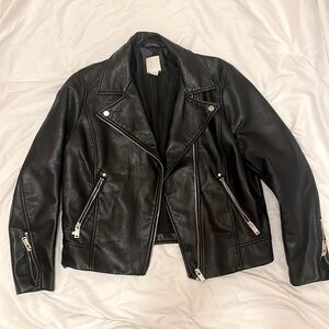 H&M faux leather black jacket with zippers